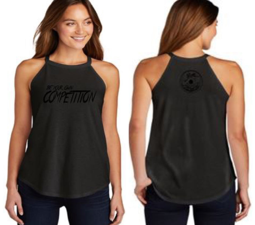 Be Your Own Competition Black with Black Lettering Jersey Tanks