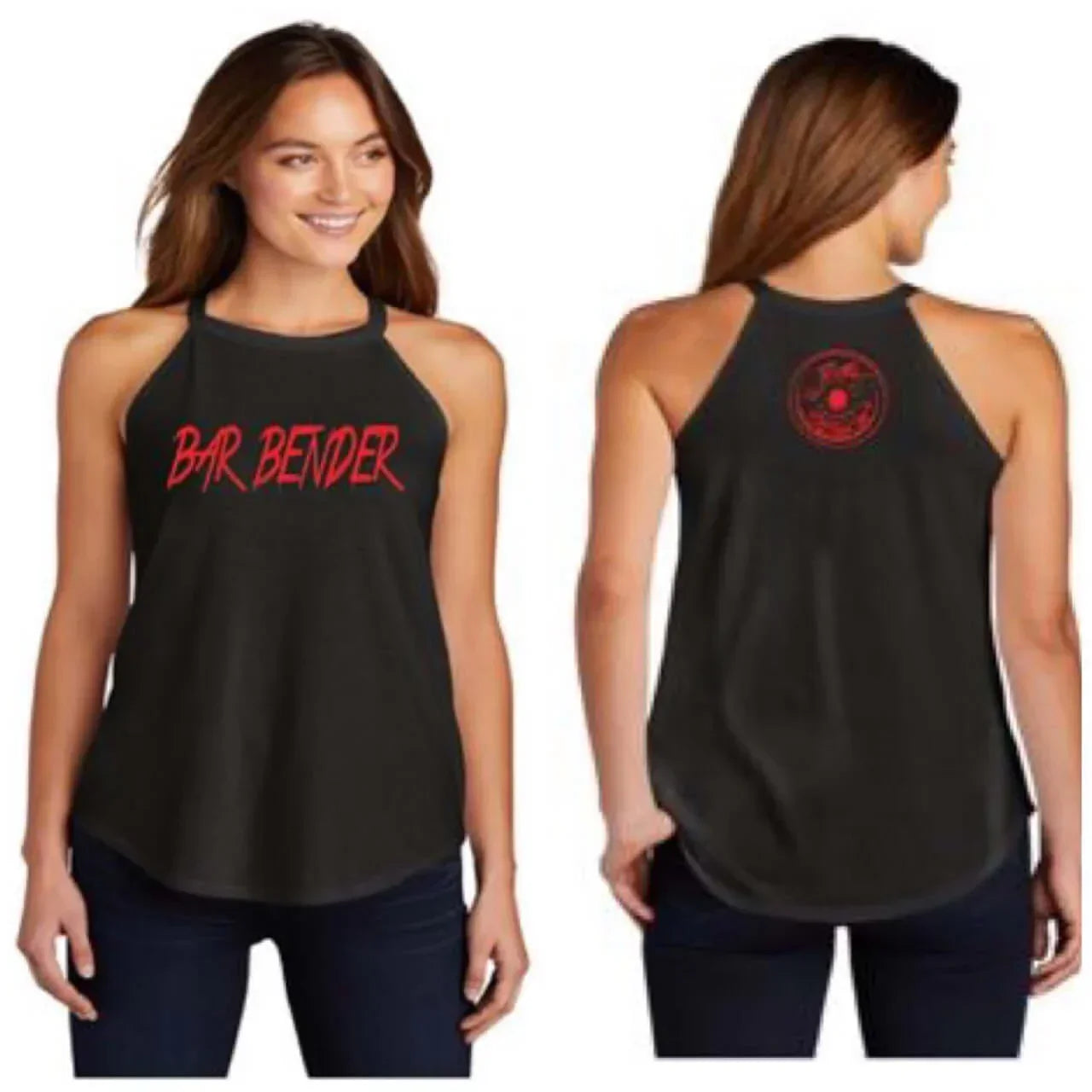 Bar Bender Black with Red Lettering Jersey Tanks