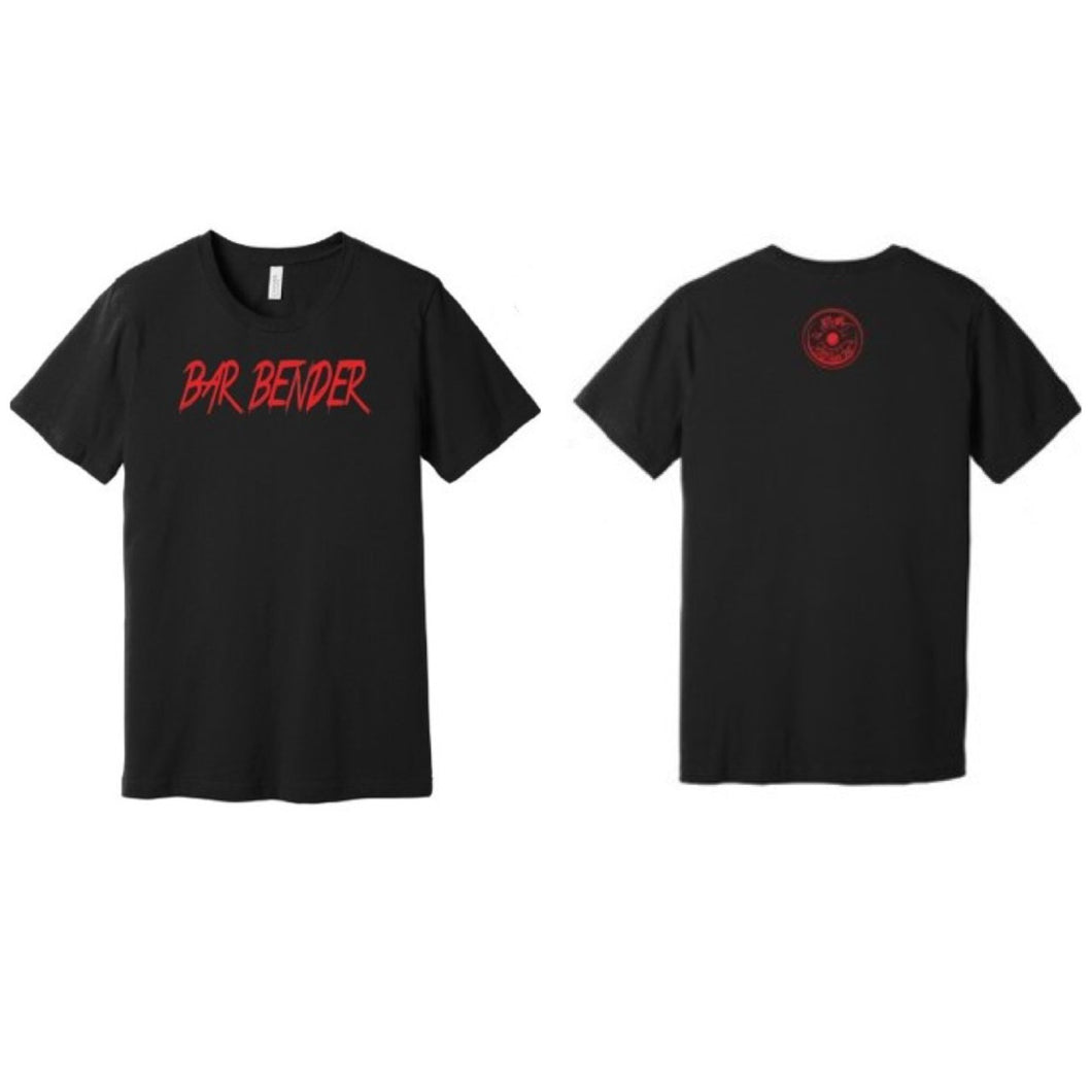Bar Bender Black with Red Lettering Unisex Short Sleeve T-Shirts